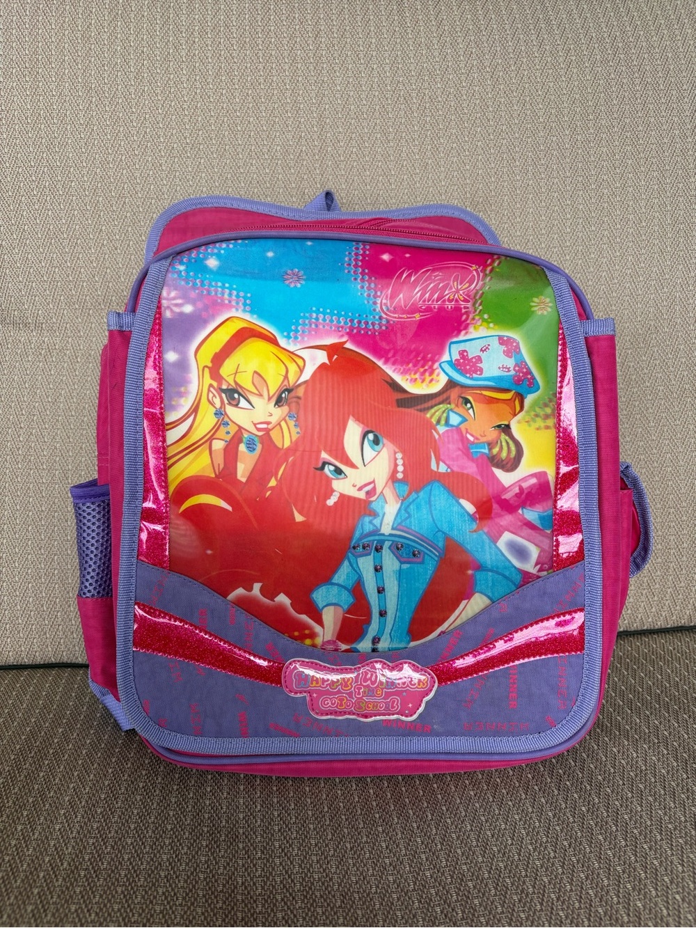 VTG Y2K Winx Club Backpack Happy Time Winner Graphic School Bloom Stella Bootleg